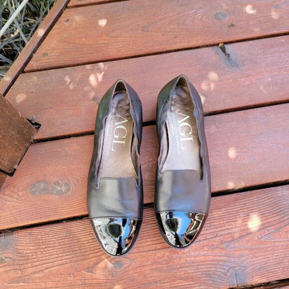 AGL Black Combo Captoe Loafers - Picture 1 of 7